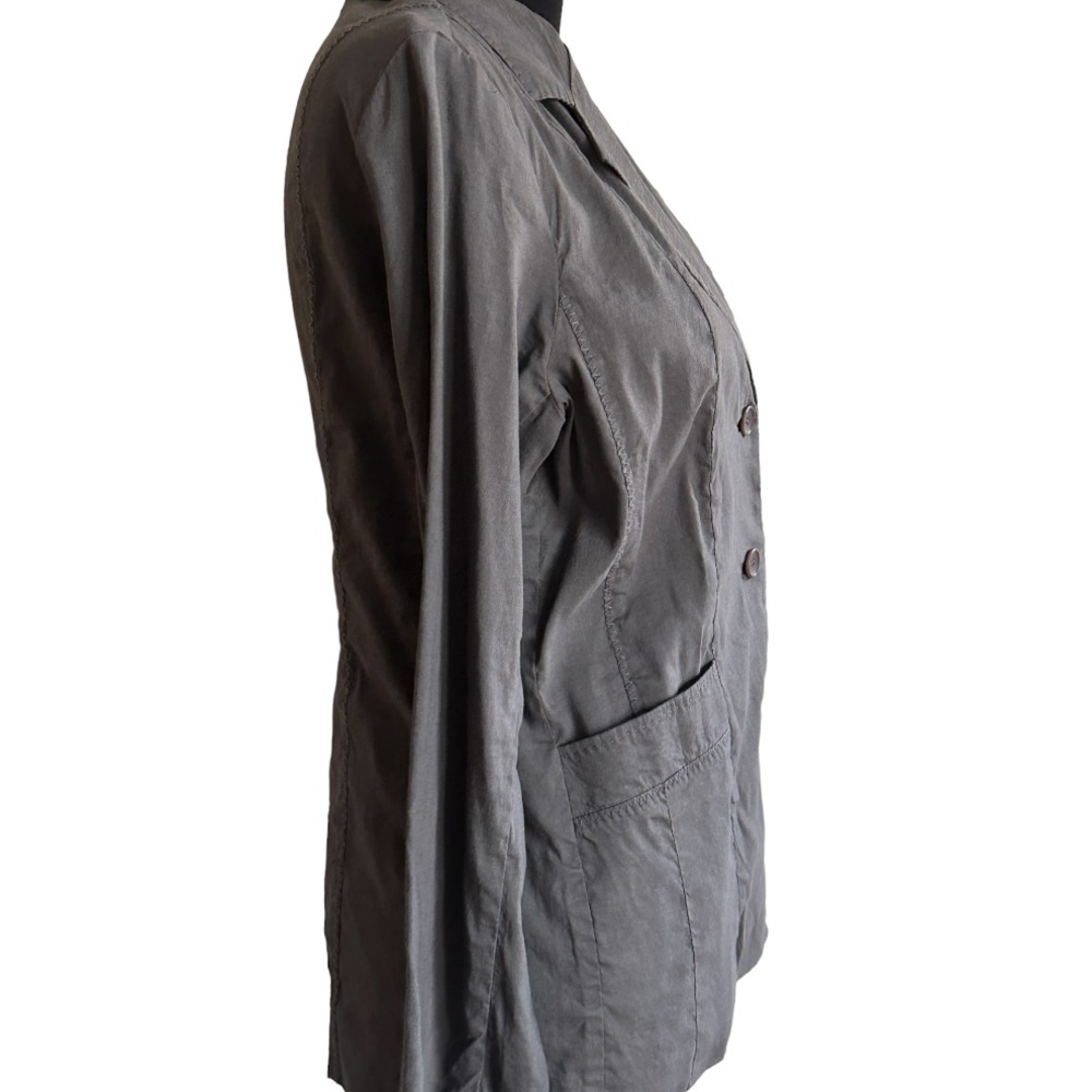 Eileen Fisher Gray Button Up Stretch Blazer Size 6